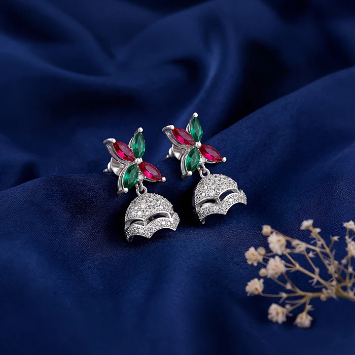 Silver Chandrika Jhumki - Image 2