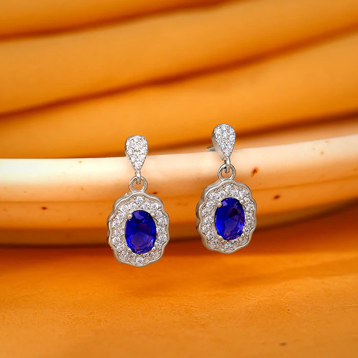 Silver Blue Floret Earrings - Image 2