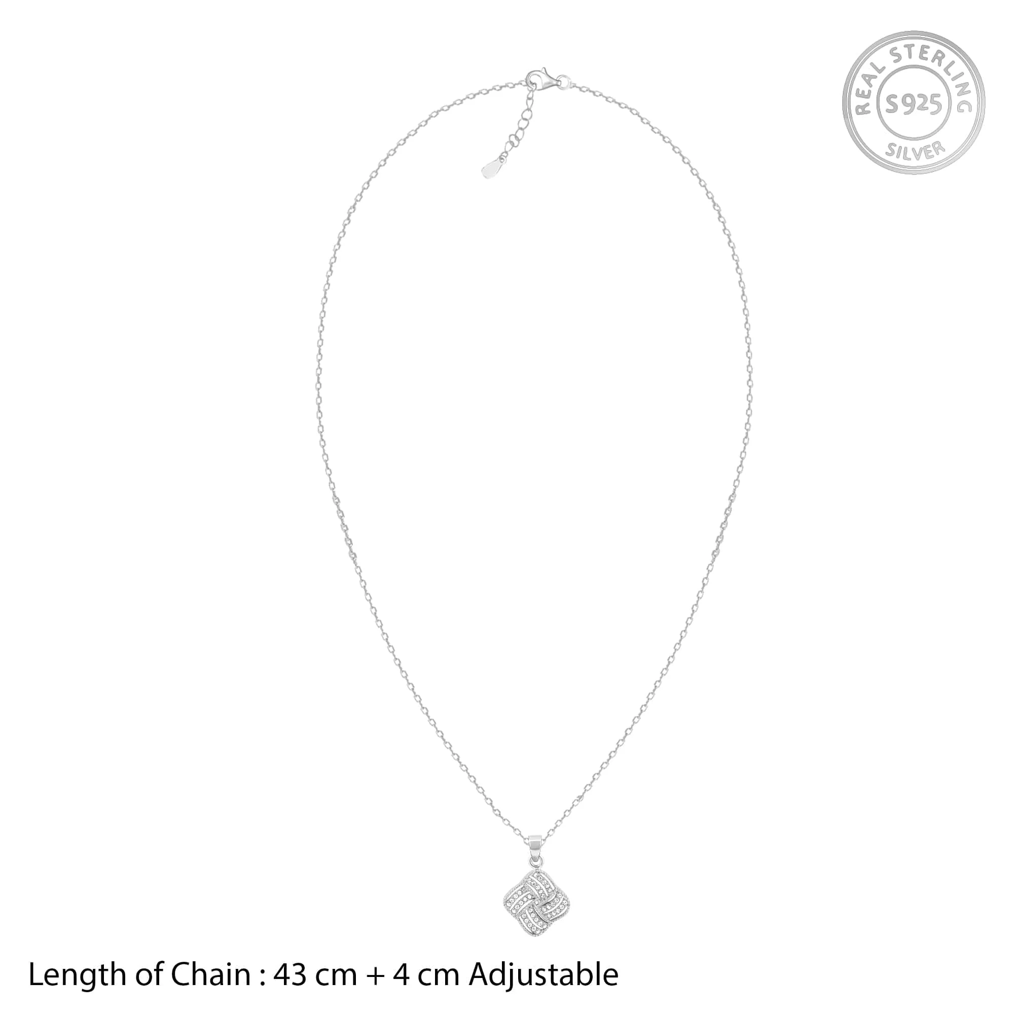 Silver Chequer Rhombus Pendant With Link Chain - Image 5