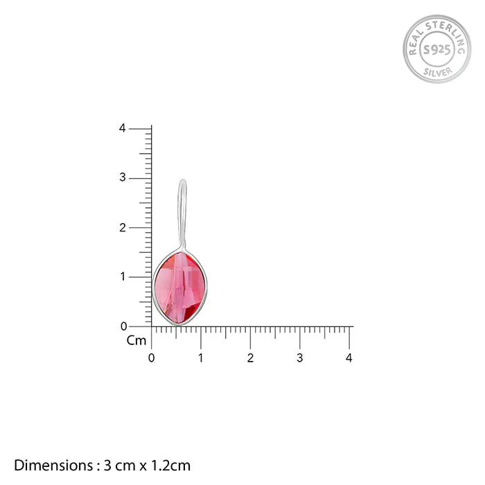 Silver Cherry Pink Crystal Earrings - Image 5