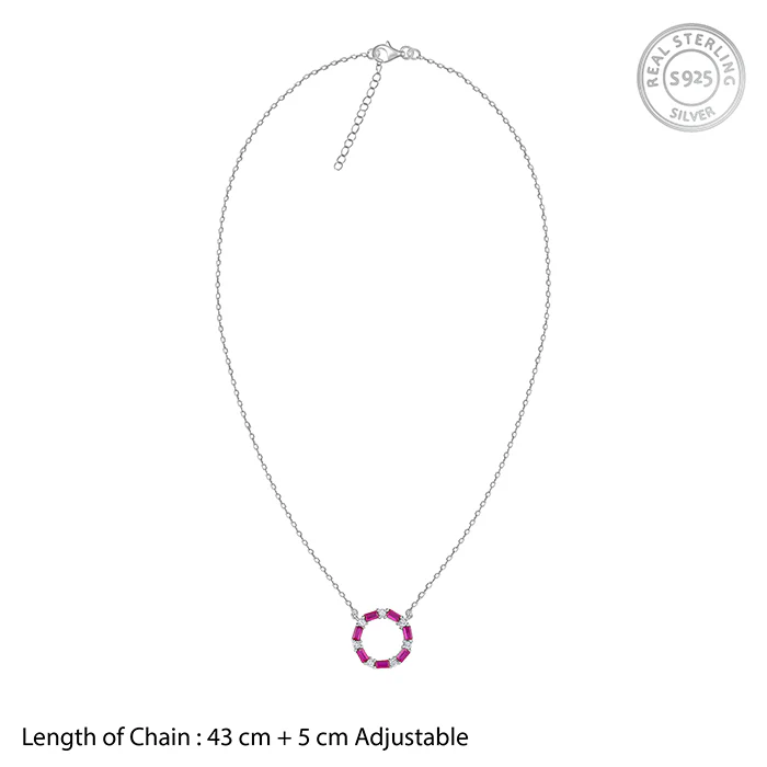 Silver Circle of Pink Necklace - Image 5