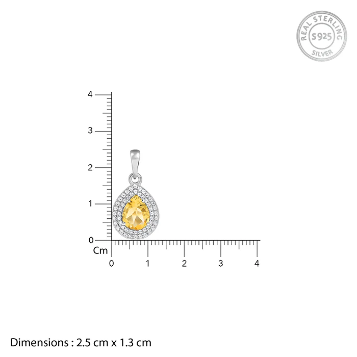 Silver Citrine Drop Pendant With Link Chain - Image 5