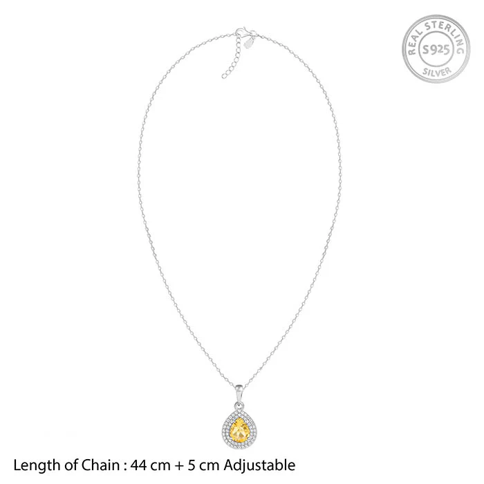 Silver Citrine Drop Pendant With Link Chain - Image 6