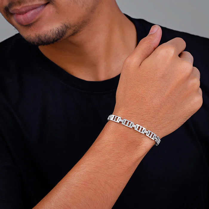 Silver Classic Bold Bracelet For Him - Image 3