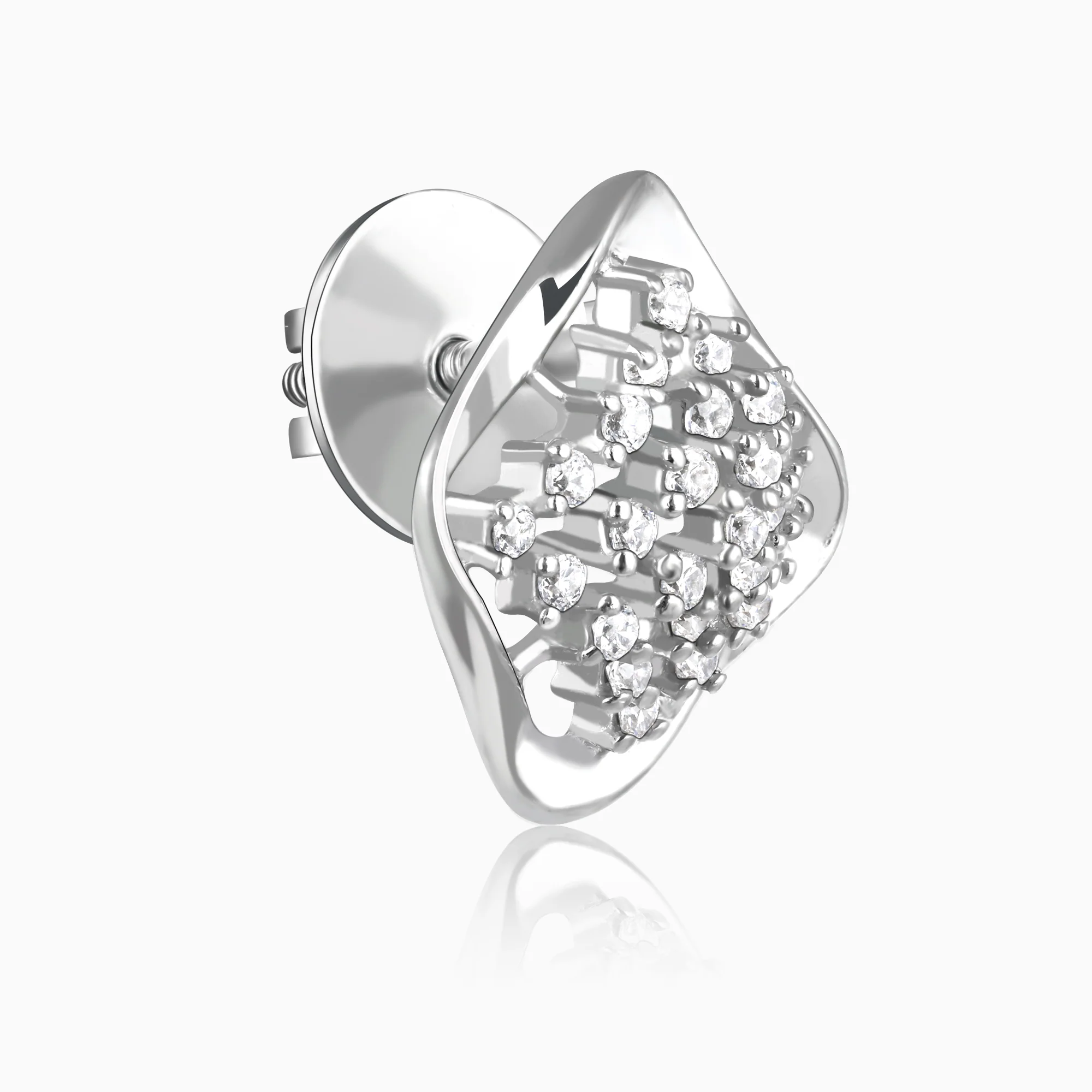 Silver Classic Cut Square Earrings - Image 4