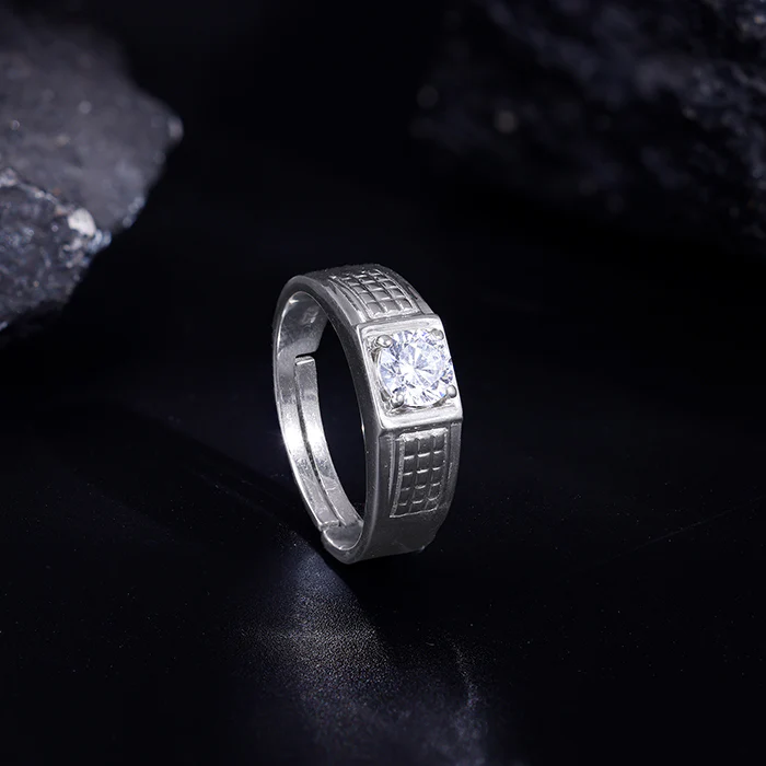 Silver Classic Stud Ring For Him - Image 3