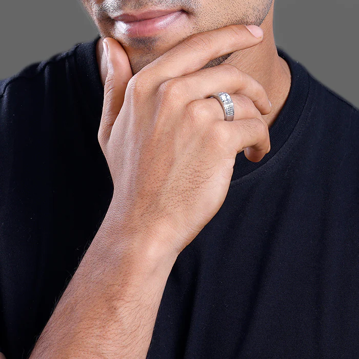 Silver Classic Stud Ring For Him - Image 4