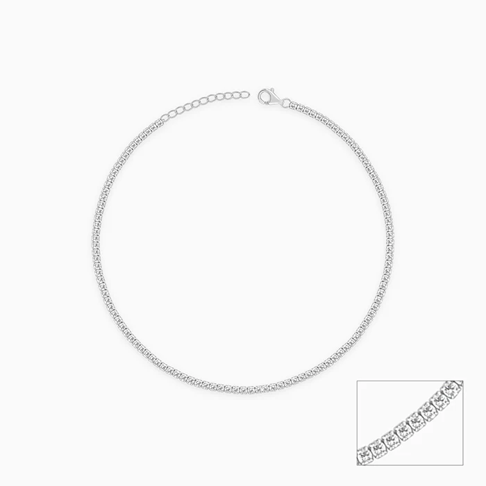 Silver Classic Tennis Anklet - Image 3