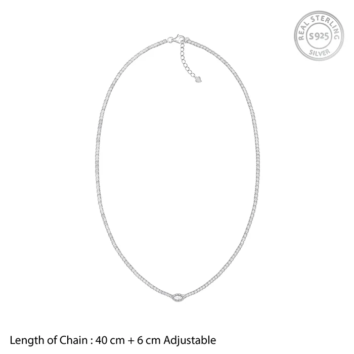 Silver Classic Tennis Necklace - Image 4