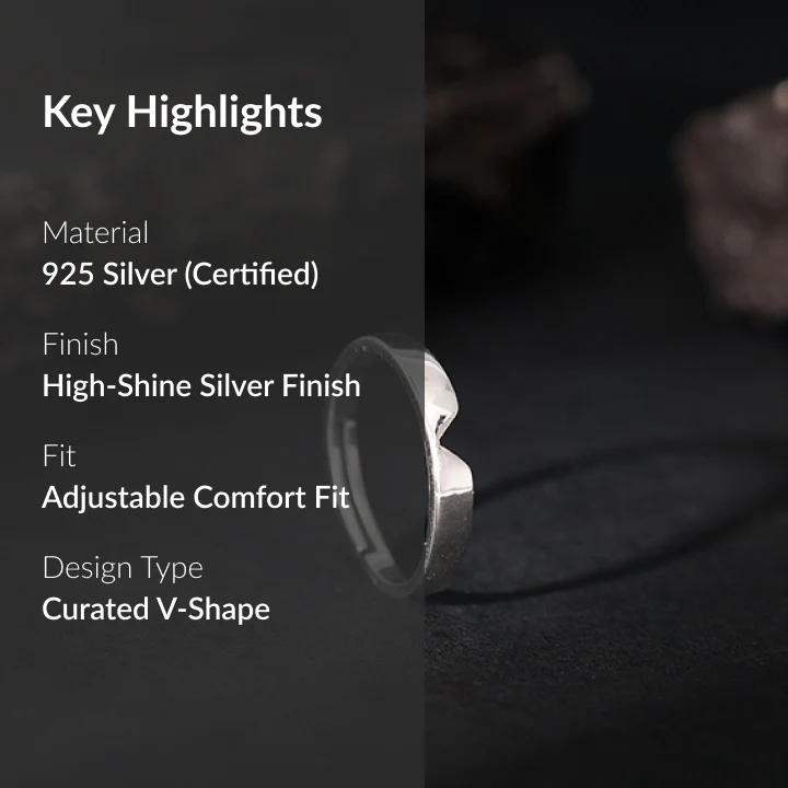 Silver Classic V Ring For Him - Image 2