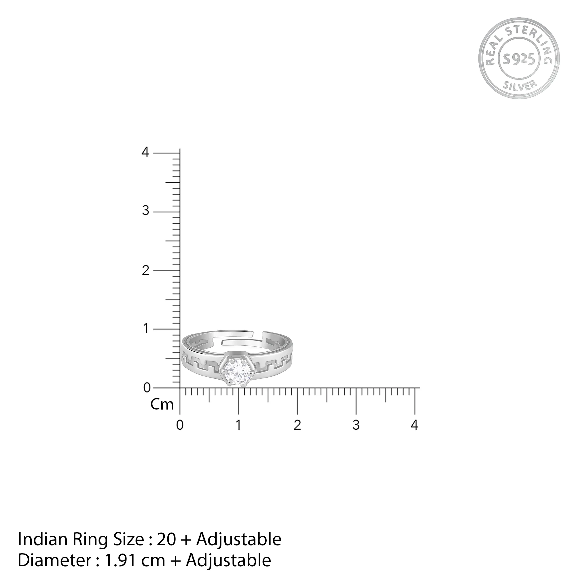 Silver Classic Zircon Ring For Him - Image 7