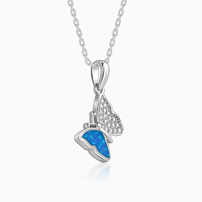 Silver Classy Butterfly Pendant With Link Chain - Image 4