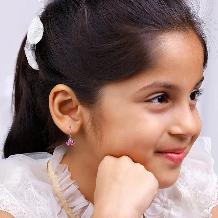 Silver Clover Kids Hoop Earrings (4-12 yrs) - Image 3