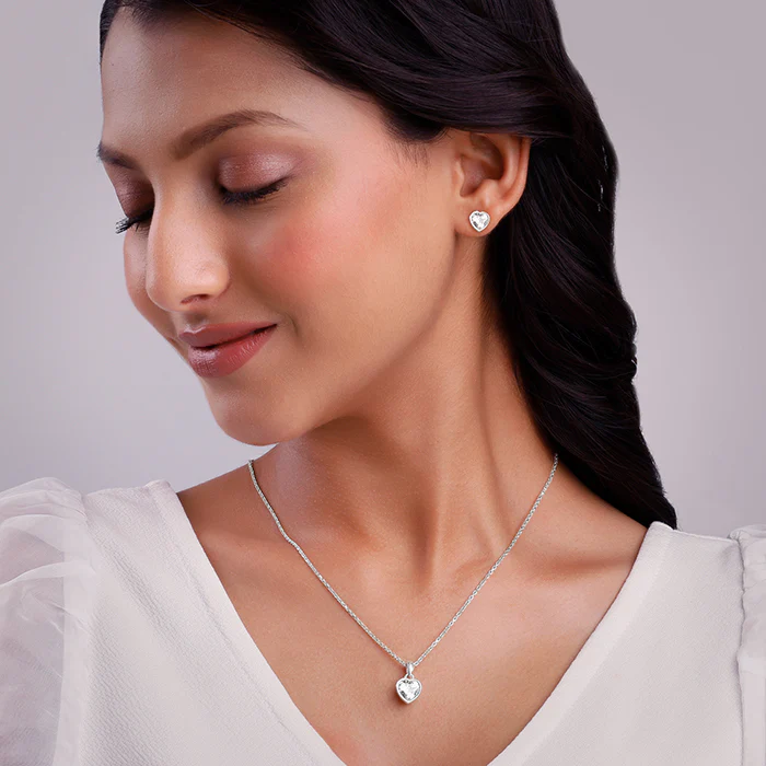 Silver Coeur Set with Link Chain - Image 4