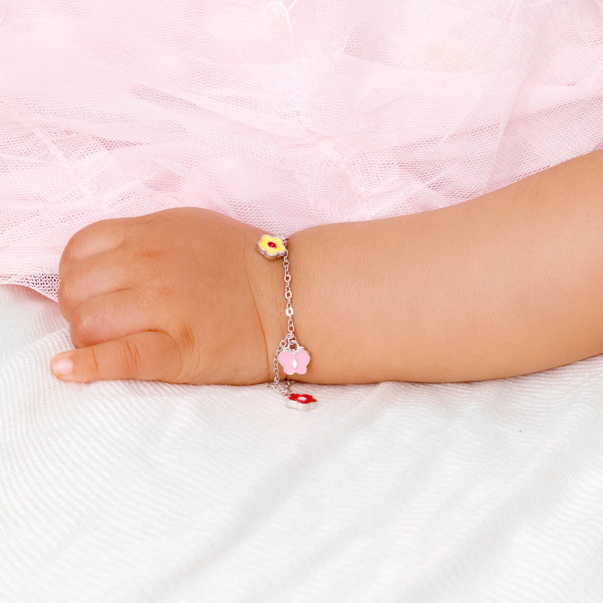 Silver Colourful Floret Kids Bracelet (0 - 2 Years) - Image 3