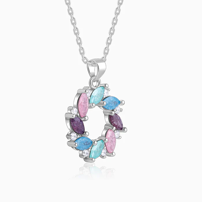 Silver Colourful Wreath Pendant with Link Chain - Image 4