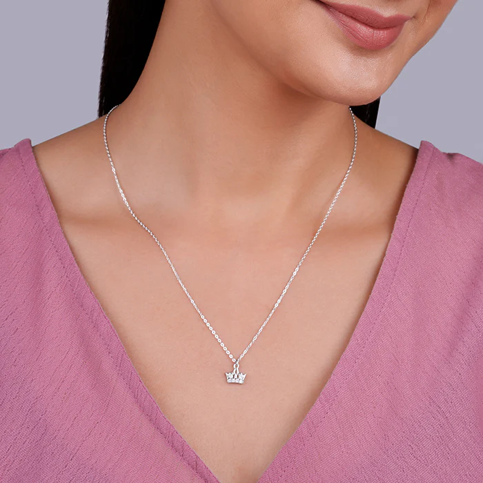 Silver Crown Delight Pendant With Link Chain - Image 3