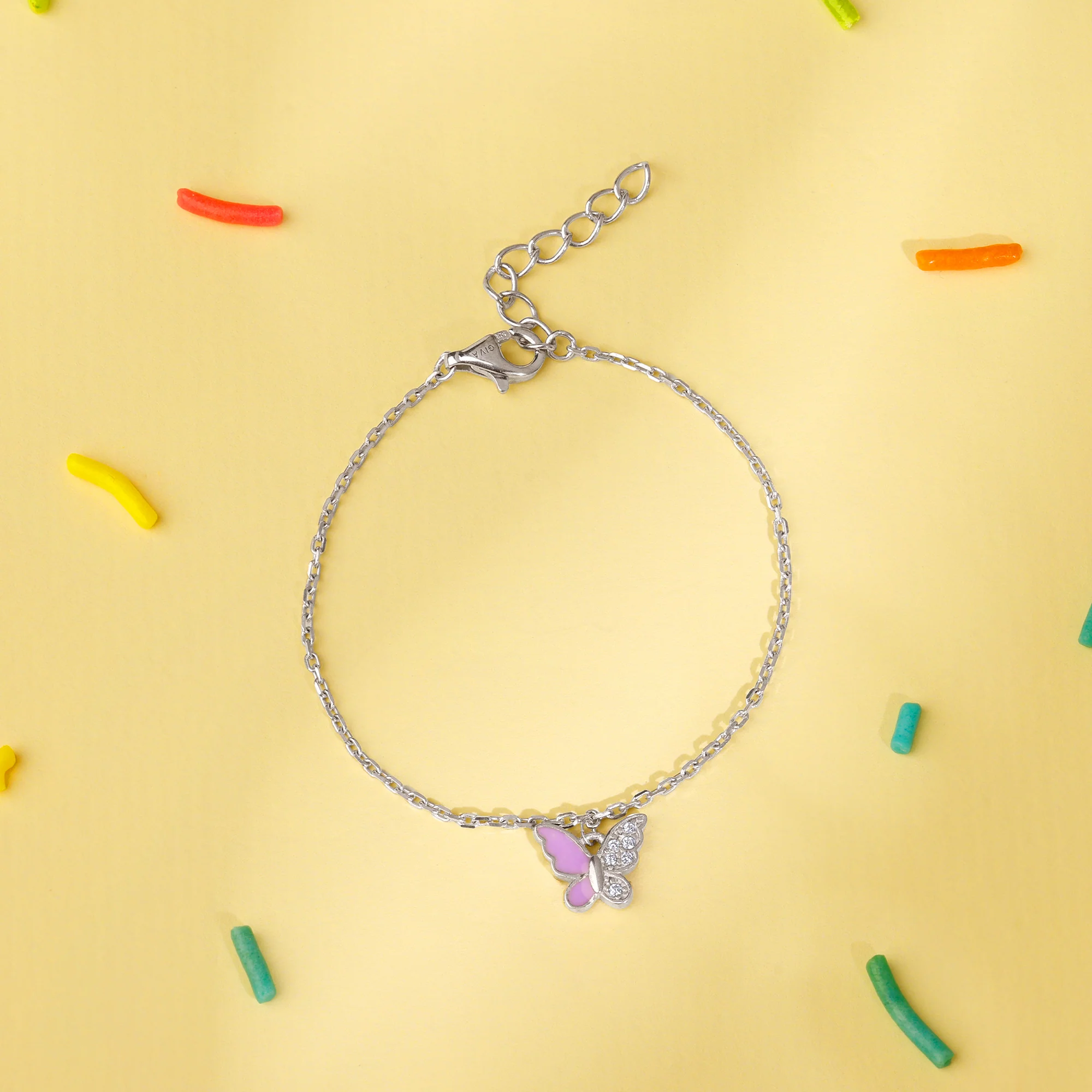 Silver Cute Flutter Kids Bracelet (2 - 8 Years) - Image 2