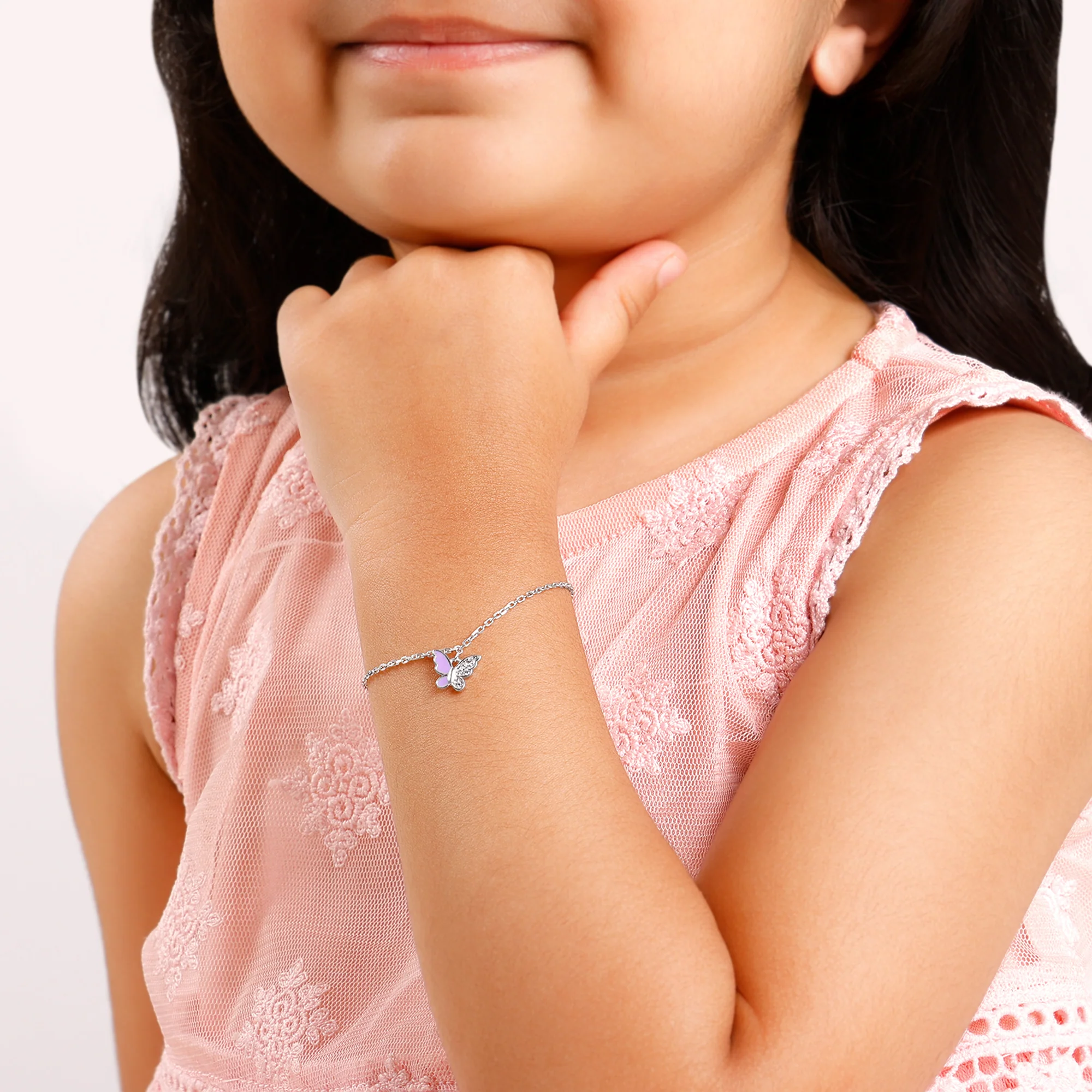 Silver Cute Flutter Kids Bracelet (2 - 8 Years) - Image 3