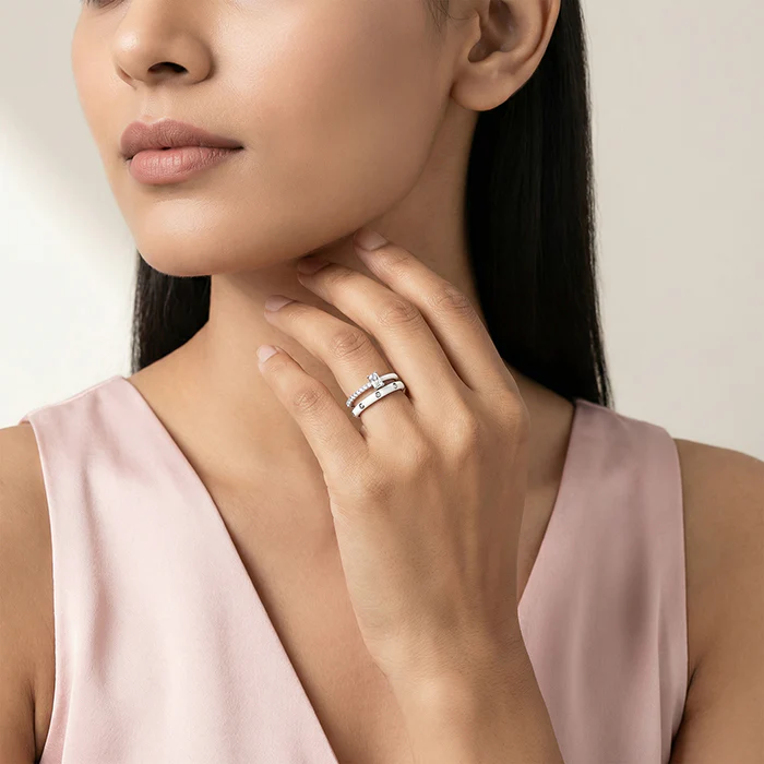 Silver Cute Girl Stack Rings (Size 12) - Image 3