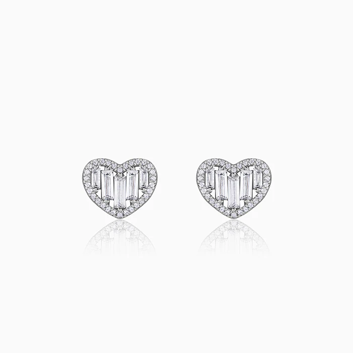 Silver Cute Heart Studs