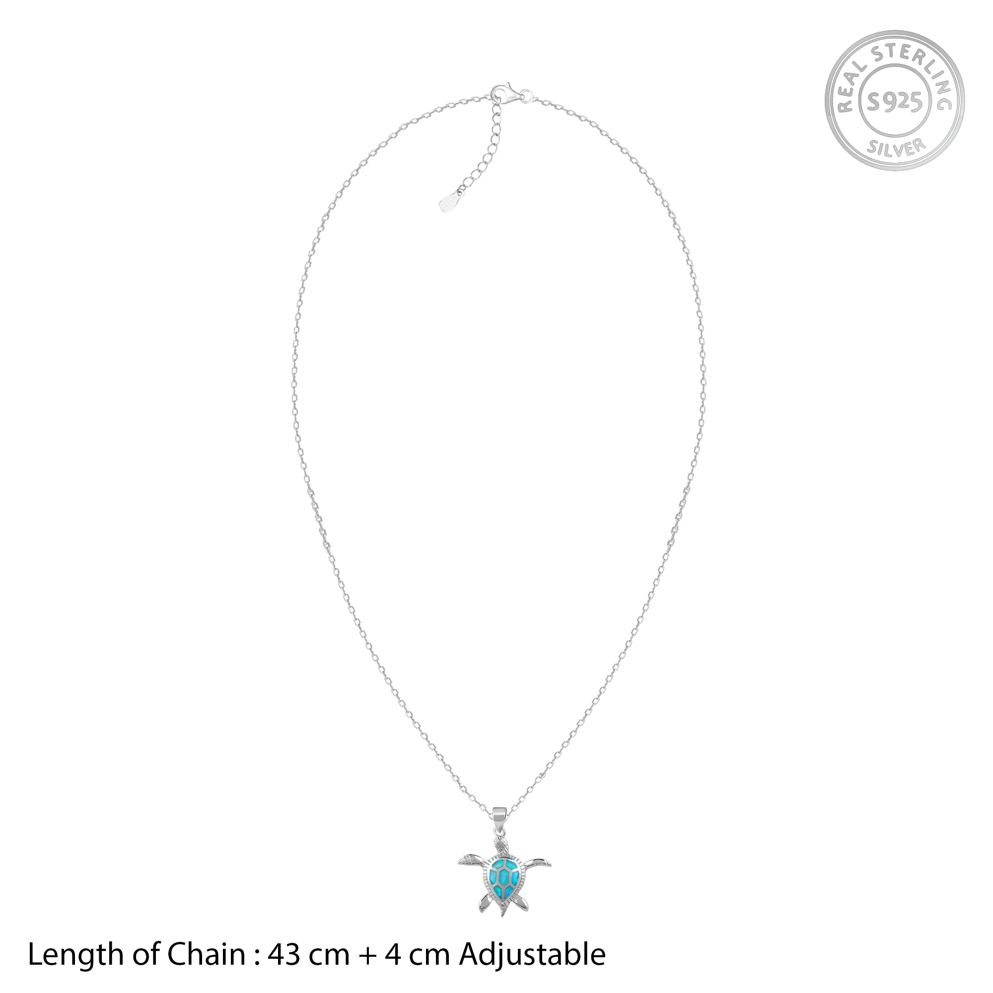 Silver Cute Turtle Pendant With Link Chain - Image 6