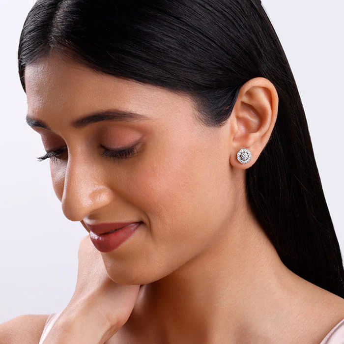 Silver Dahlia Bloom Earrings - Image 3