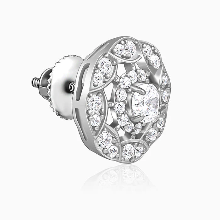Silver Dahlia Bloom Earrings - Image 4