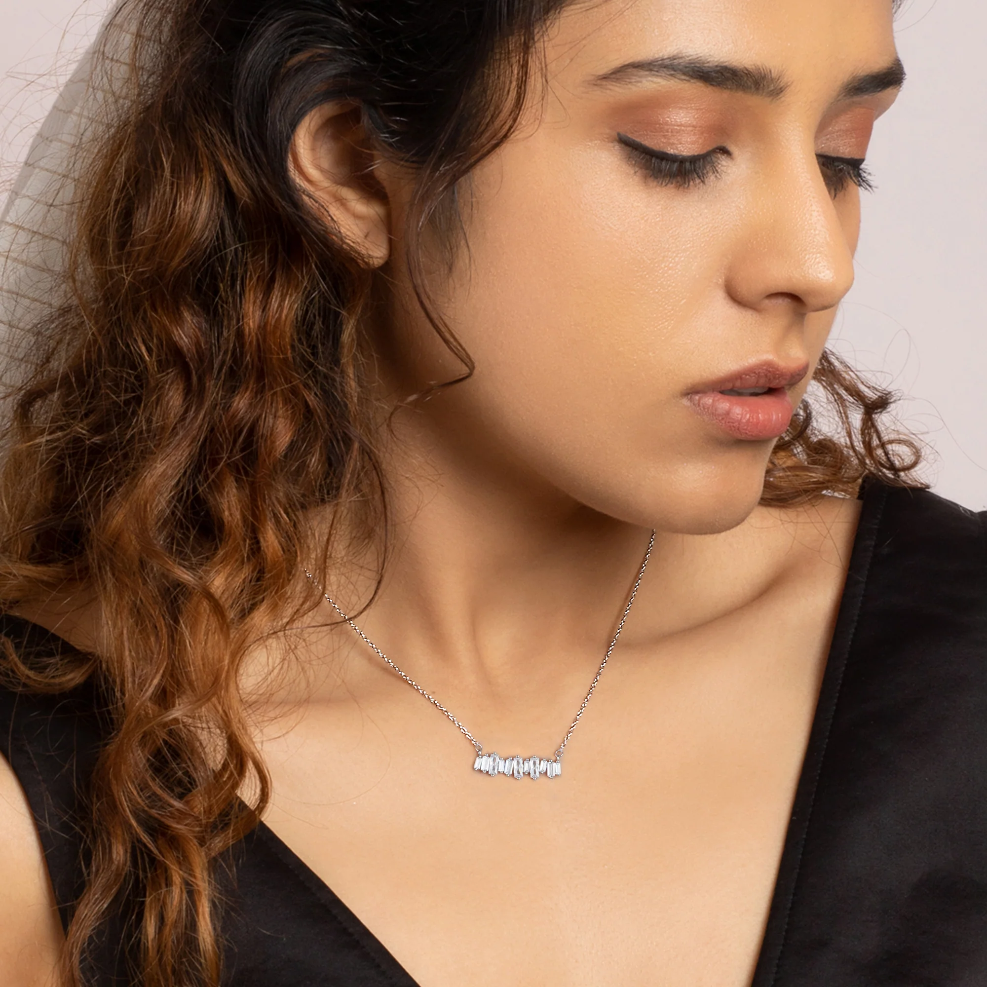 Silver Multi-Baguette Necklace - Image 2