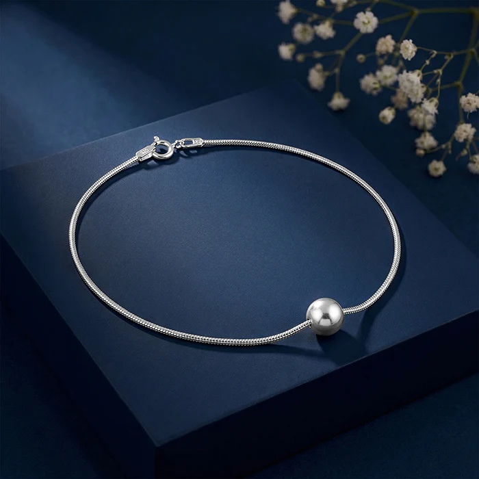 Silver Dancing Bead Chain Anklet - Image 2