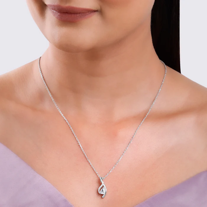 Silver Dancing Swirl Pendant with Link Chain - Image 3