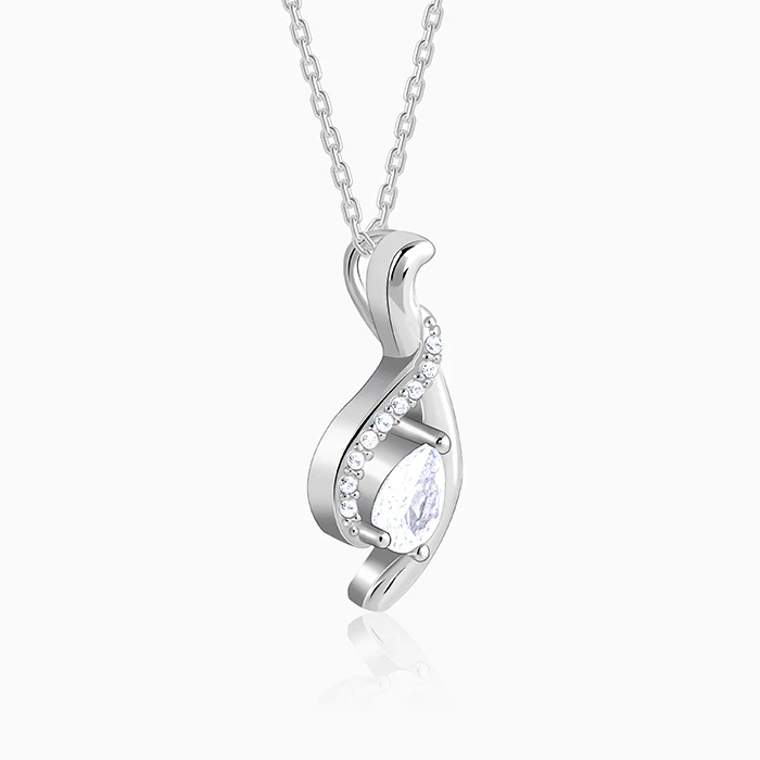 Silver Dancing Swirl Pendant with Link Chain - Image 4