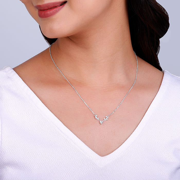 Silver Deer Heart Zircon Necklace - Image 3
