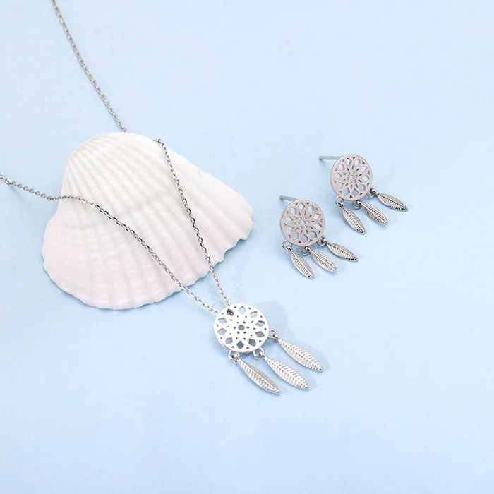 Silver Dreamcatcher Necklace Set - Image 6