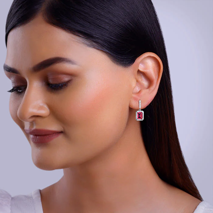 Silver Dreamy Red Earrings - Image 3
