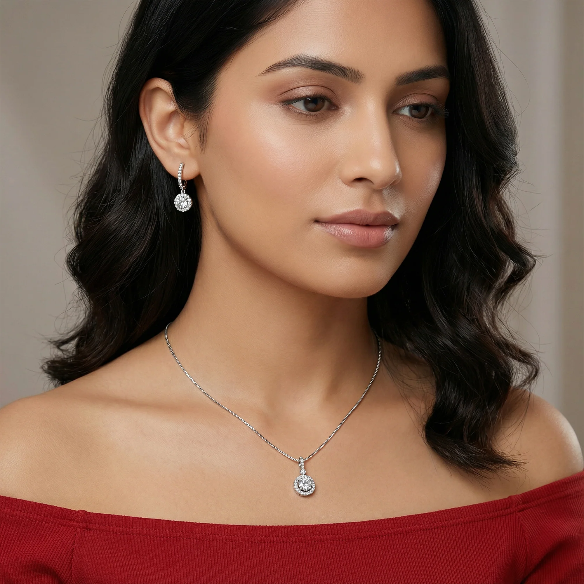 Silver Drizzle Drop Set with Link Chain - Image 3