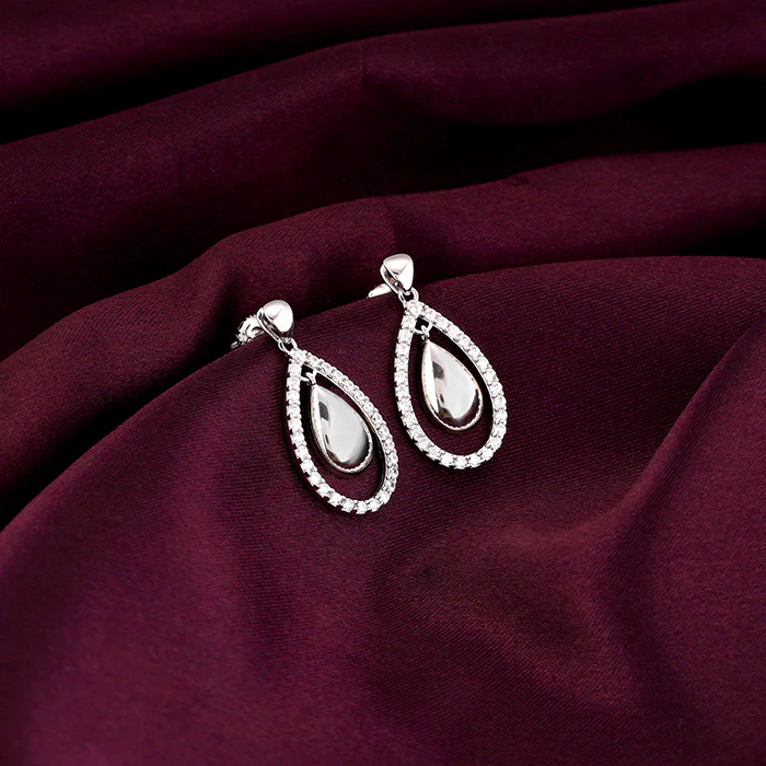 Silver Dual Teardrop Earrings - Image 2
