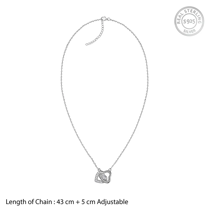Silver Duo Heart Love Necklace - Image 5