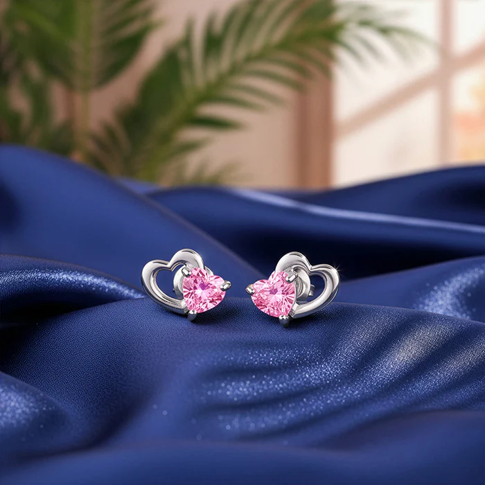 Silver Duo Heartbeats Stud Earrings - Image 2