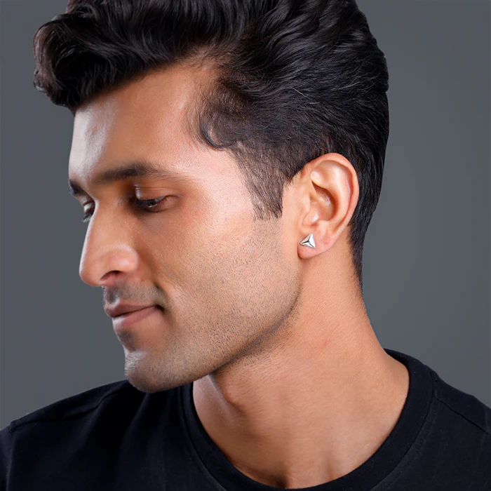 Silver Echo Triangle Stud For Him - Image 4