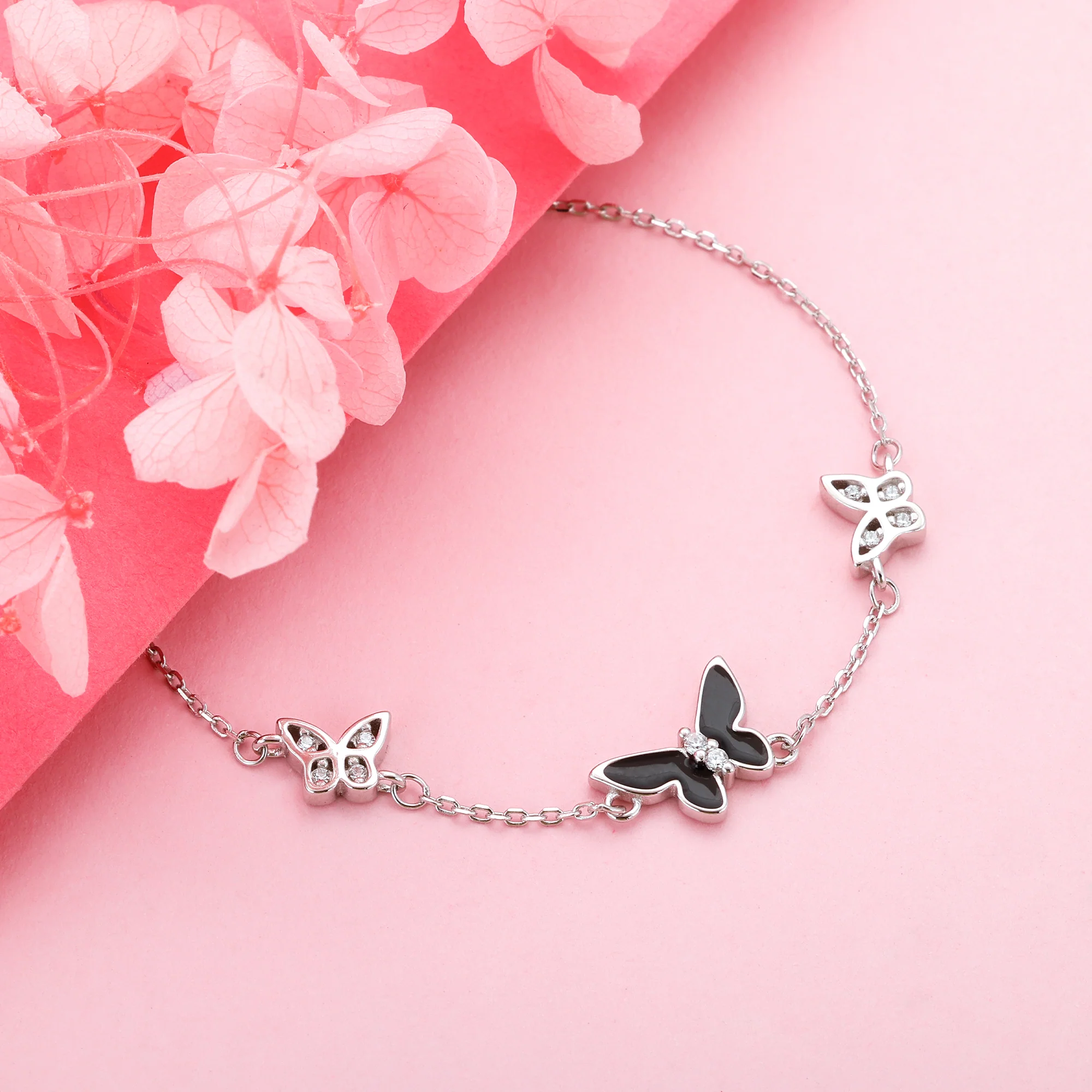 Silver Elegant Butterflies Bracelet - Image 2