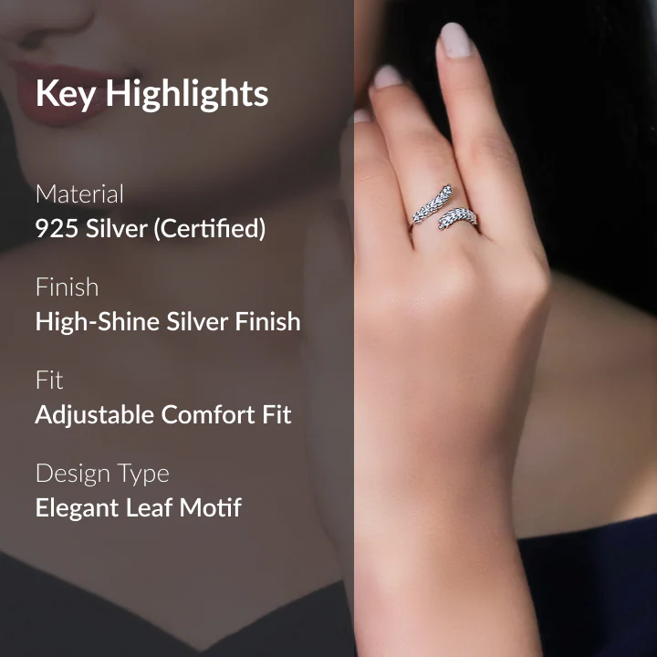 Silver Embrace Leaf Ring - Image 2