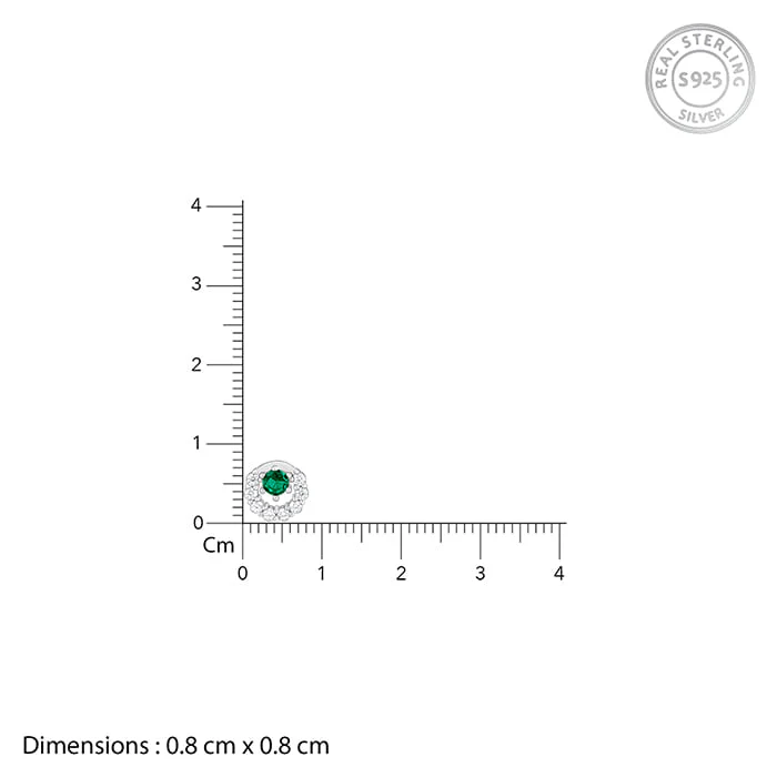 Silver Emerald Green Halo Stud Earrings - Image 5