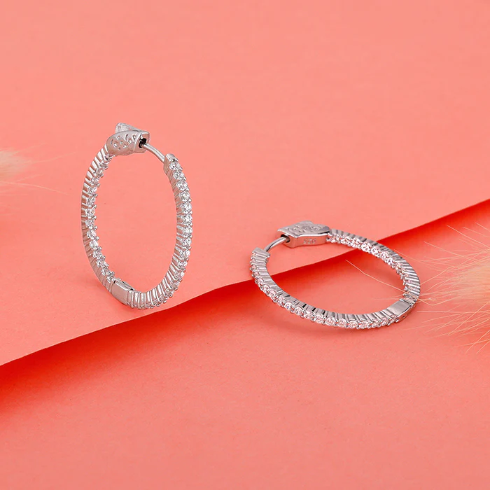 Silver Enchanted Radiance Hoops - Image 2