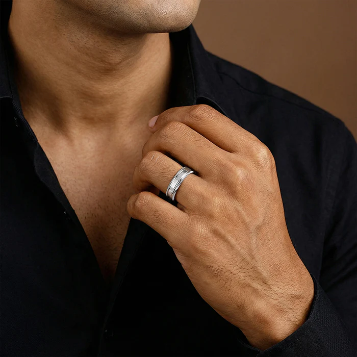 Silver Eterna Edge Band For Him (Size 20) - Image 3