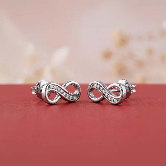 Silver Eternal Infinity Stud Earrings - Image 2