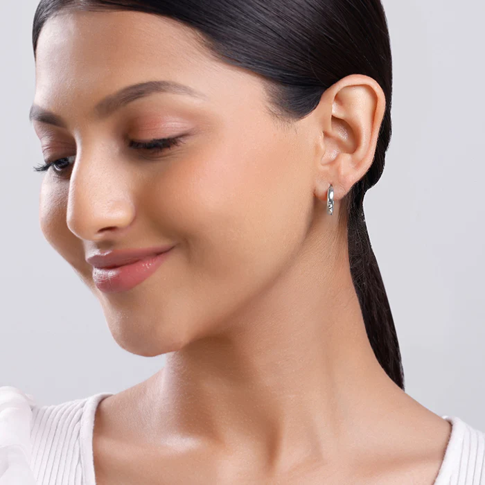 Silver Everyday Glam Hoop Earrings - Image 3