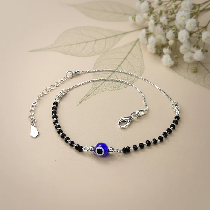 Silver Evil Eye Anklet - Image 2