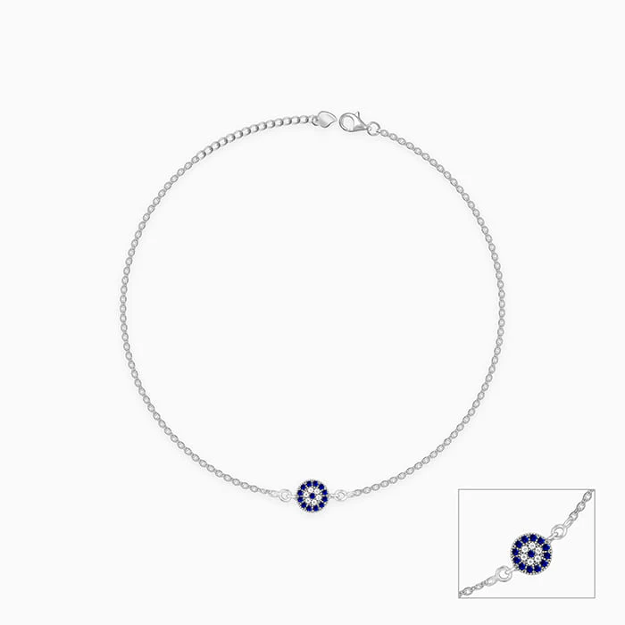 Silver Blue Evil Eye Anklet - Image 4