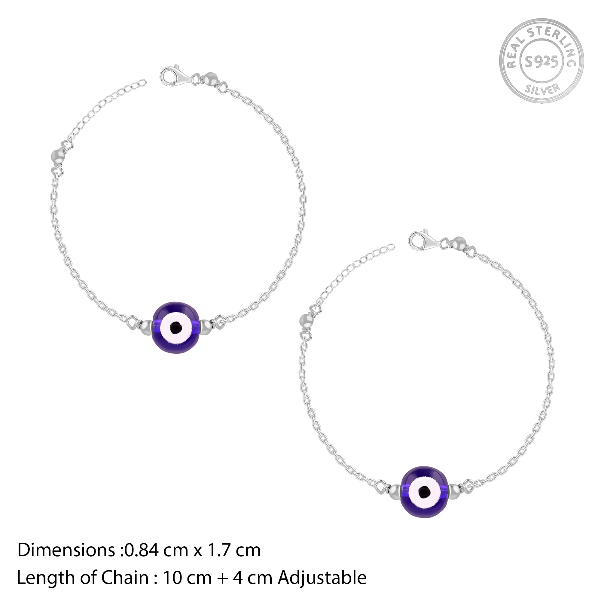 Silver Evil Eye Cutie Kids Anklet - Image 4